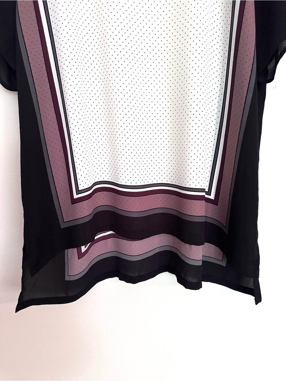 LOFT Black & White Dot Panel Tunic with Mauve Stripe Accents Size XL - Picture 2 of 8